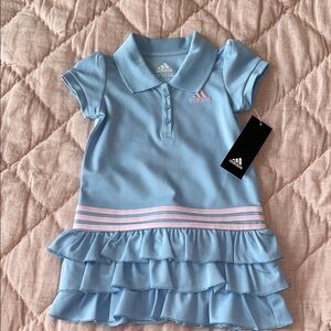 Adidas Light Blue Polo Dress with Pink Stripes NWT Toddler 18 mos